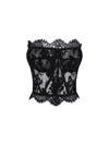 Dolce & Gabbana Top Floral Pattern Lace Detailing Scalloped Edges In Black