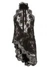 Dolce & Gabbana Asymmetrical Lace Top With Flower Detail In Black