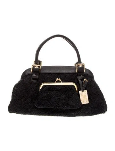 Pre-owned Dolce & Gabbana Lace Top Handle Bag In Black
