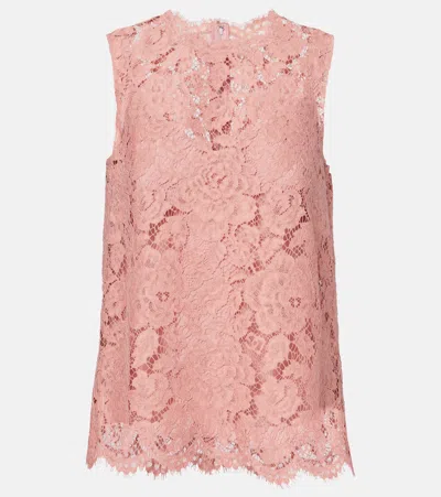 Dolce & Gabbana Lace Top In Pink