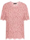 Dolce & Gabbana Dolce&gabbana Pink Lace T Shirt In Powder