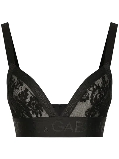 Dolce & Gabbana Lace Triangle Bra In Black