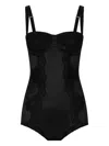 Dolce & Gabbana Lace-trimmed Silk-blend Satin Bodysuit In Black