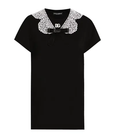 DOLCE & GABBANA DOLCE  GABBANA BOW DETAILED JERSEY T-SHIRT