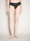 Dolce & Gabbana Lace-trim Satin Thong In Black