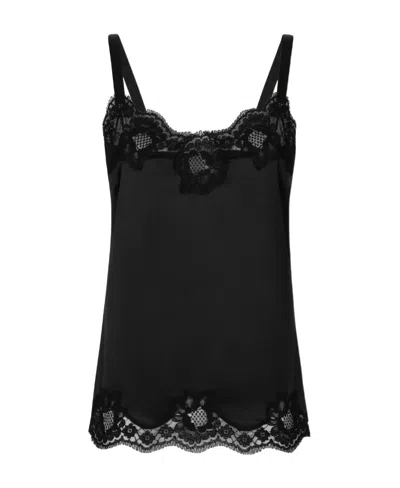 DOLCE & GABBANA DOLCE  GABBANA LACE-TRIM SPAGHETTI STRAP CAMI TOP