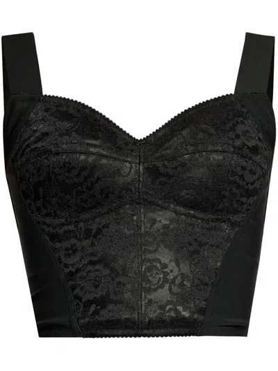 DOLCE & GABBANA LACE-TRIM CORSET TOP