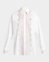 Dolce & Gabbana Lace-trim Cotton Button-down Shirt In White