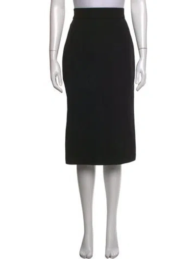 Pre-owned Dolce & Gabbana Lace Trim Embellishment Midi Length Skirt In Black