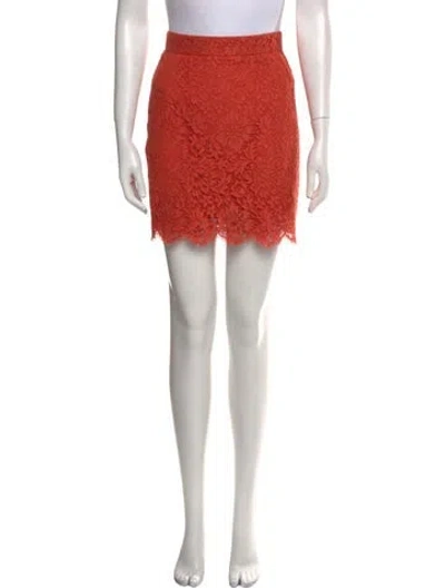 Pre-owned Dolce & Gabbana Lace Trim Embellishment Mini Skirt In Orange