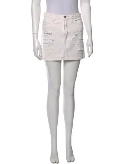 Pre-owned Dolce & Gabbana Lace Trim Embellishment Mini Skirt In White