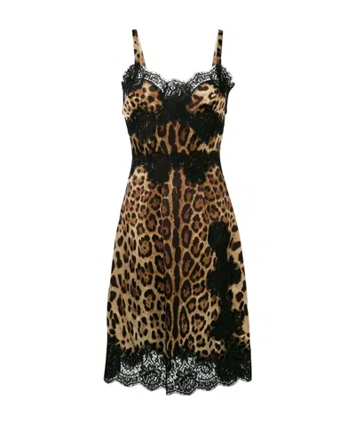 Dolce & Gabbana Dolce  Gabbana Lace-trim Midi Dress In Black