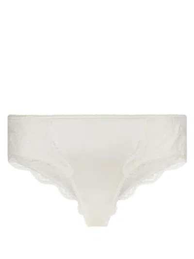 Dolce & Gabbana Satin Briefs With Lace Detailing In White