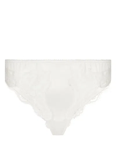 Dolce & Gabbana Lace-trim Satin Thong In White