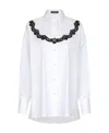Dolce & Gabbana Dolce&gabbana Oversize Lace Yoke High-low Cotton Blend Button-up Shirt In White