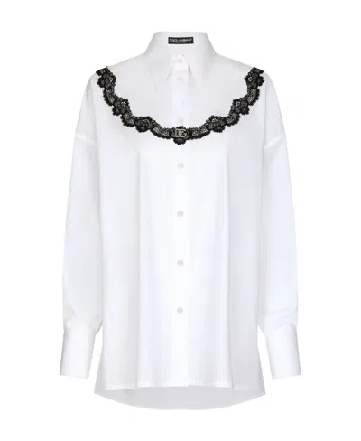 DOLCE & GABBANA LACE-TRIM SHIRT