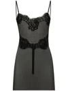 Dolce & Gabbana Lace Trim Stretch Tank Top Open Back In Black