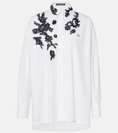 DOLCE & GABBANA LACE-TRIMMED COTTON SHIRT