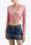 Dolce & Gabbana Lace-trimmed Cropped Cardigan In Pink