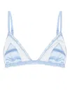 Dolce & Gabbana Lace-trimmed Satin Triangle Bra In Blue