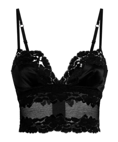 Dolce & Gabbana Lace-trimmed Satin Bra Top In Black