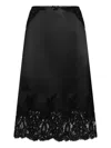 Dolce & Gabbana Lace-trimmed Satin Midi Skirt In Black