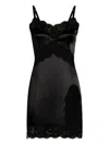 Dolce & Gabbana Stretch Satin Dress With Lace Details In Black