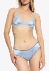 Dolce & Gabbana Lace-trimmed Satin Triangle Bra In Light Blue