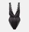 Dolce & Gabbana Lace-trimmed Silk-blend Satin Bodysuit In Schwarz