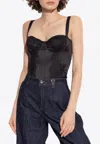Dolce & Gabbana Lace-trimmed Silk Bodysuit In Black