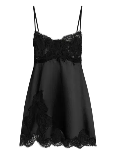 Dolce & Gabbana Lace-trimmed Slip Mini Dress In Black