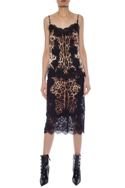 Dolce & Gabbana Lace-trimmed Top In Multi