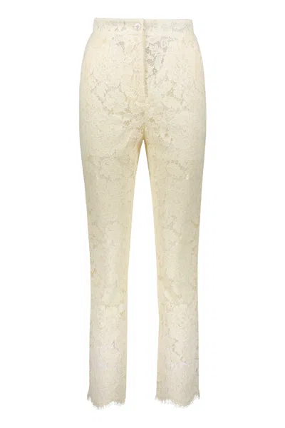 Dolce & Gabbana Lace Trousers In Ivory