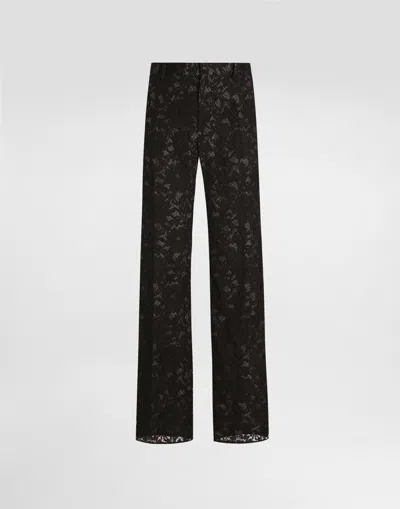 Dolce & Gabbana Lace Trousers Lined With Silk In Black