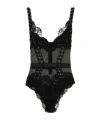 Dolce & Gabbana Lace And Tulle Bodysuit With Lacing And Eyelets In Black