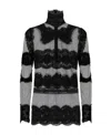 Dolce & Gabbana Lace-panelled High-neck Top In Black