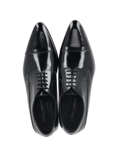 Pre-owned Dolce & Gabbana Lace-up Cap-toe Derby Shoes In Black