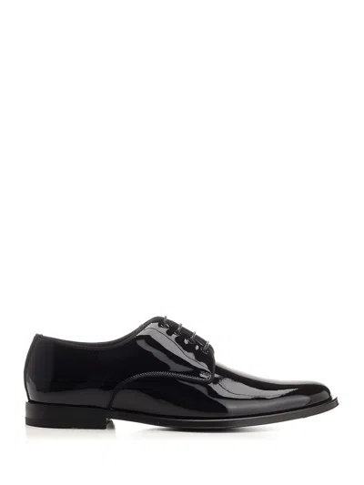 Dolce & Gabbana Lace-up Derbies In Patent Leather In Nero