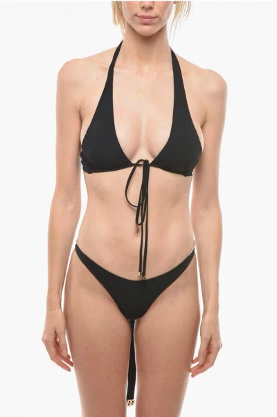 Dolce & Gabbana Lace-up Detail Bikini Set In Black