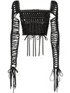 Dolce & Gabbana Lace-up Detailed Bustier Blouse In Schwarz