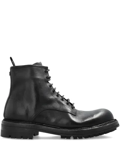DOLCE & GABBANA LACE-UP LEATHER BOOTS