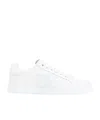 Dolce & Gabbana Women Portofino Low-top Leather Sneakers With Lateral Monogram In White