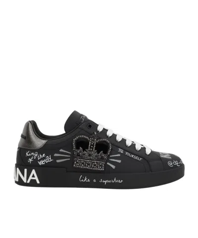 Dolce & Gabbana Lace-up Low-cut Casual Skate Shoes In Black