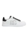 Dolce & Gabbana 'portofino Light' White Sneakers With Perforated Logo On The Side And Logo Patch On The Tongue In White