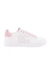 Dolce & Gabbana Portofino Low-top Leather Sneakers With Lateral Monogram In Pink