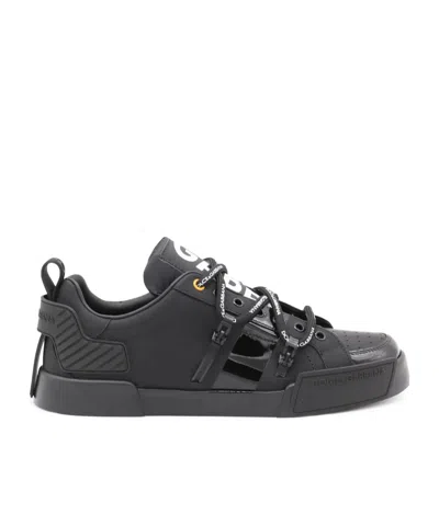 Dolce & Gabbana Black Calfskin And Patent Leather Portofino
