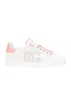 Dolce & Gabbana Portofino Low-top Leather Sneakers With Lateral Monogram In Pink