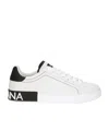 Dolce & Gabbana Portofino Leather Sneakers With Rubberized Logo Shoes In White