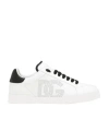 Dolce & Gabbana White And Black Leather Sneakers In White