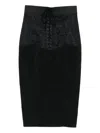 Dolce & Gabbana Lace-up Midi Skirt In Black